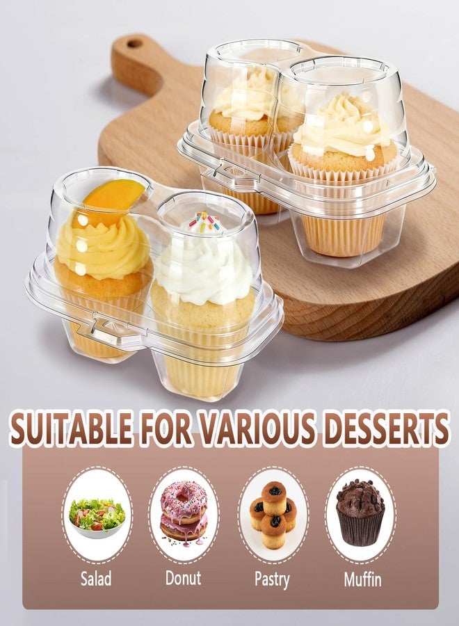 Slomg 50 Pack Plastic Cupcake Containers with Lids, Disposable 2 Count Clear Cupcake Boxes Holders Carrier, Cake Storage Packaging to Go Muffin Containers for Dessert Donuts Wedding Birthday Party - Image 5