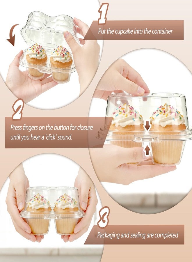 Slomg 50 Pack Plastic Cupcake Containers with Lids, Disposable 2 Count Clear Cupcake Boxes Holders Carrier, Cake Storage Packaging to Go Muffin Containers for Dessert Donuts Wedding Birthday Party - Image 4