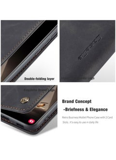 CaseMe CaseMe Samsung Galaxy S21FE Case Wallet, for Samsung Galaxy S21FE Wallet Case Book Folding Flip Folio Case with Magnetic Kickstand Card Slots Protective Cover - Black  - Image 4