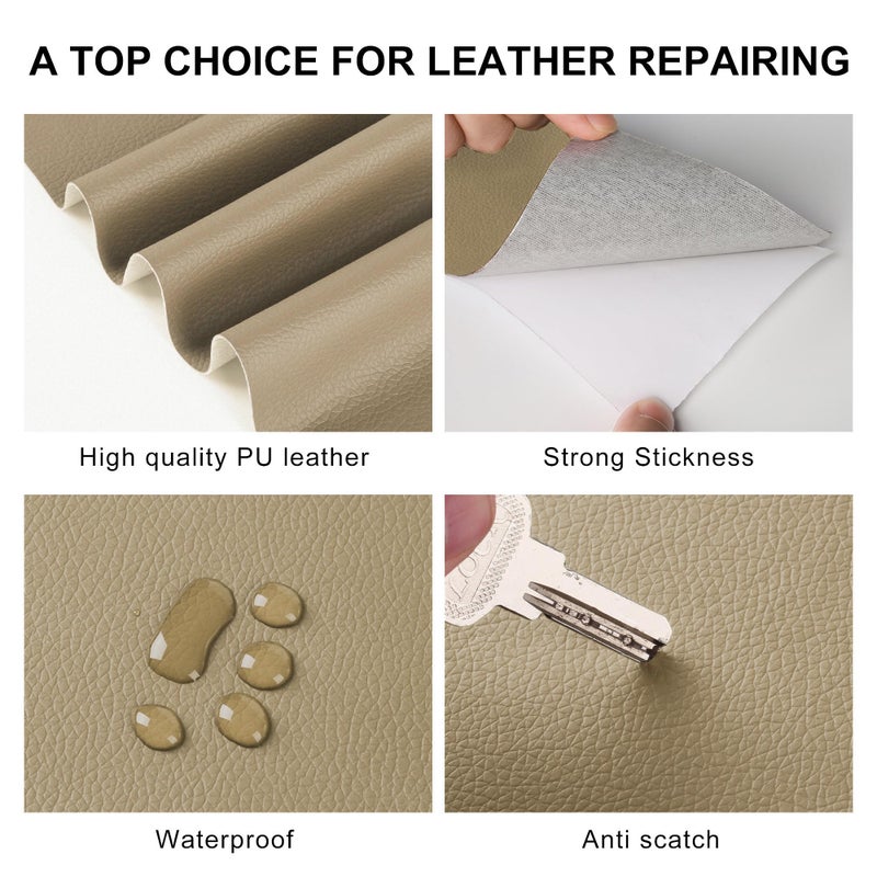 YAFLC Leather Repair Patch for Furniture, 4" x 63" Self Adhesive Leather Repair Kit Vinyl Repair Tape for Car Seat Sofa Jackets Couches Chair Medium Beige - Image 4
