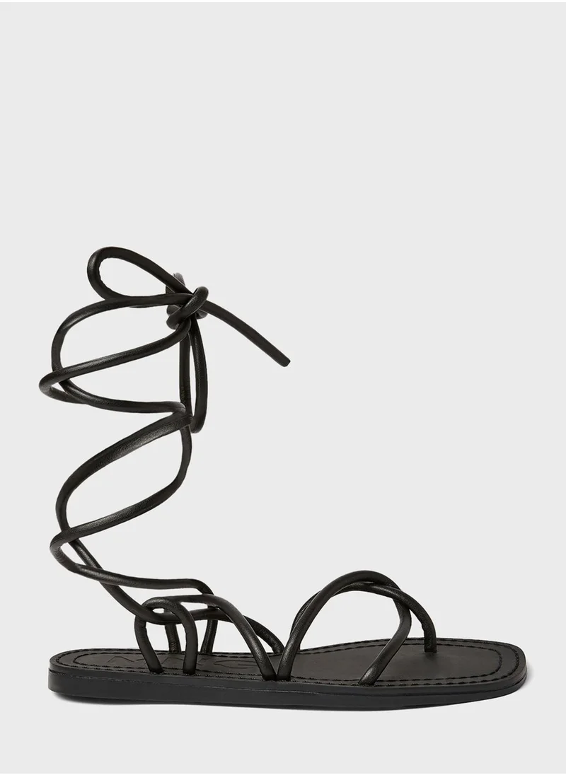 MANGO Tie-Up Strappy Sandals