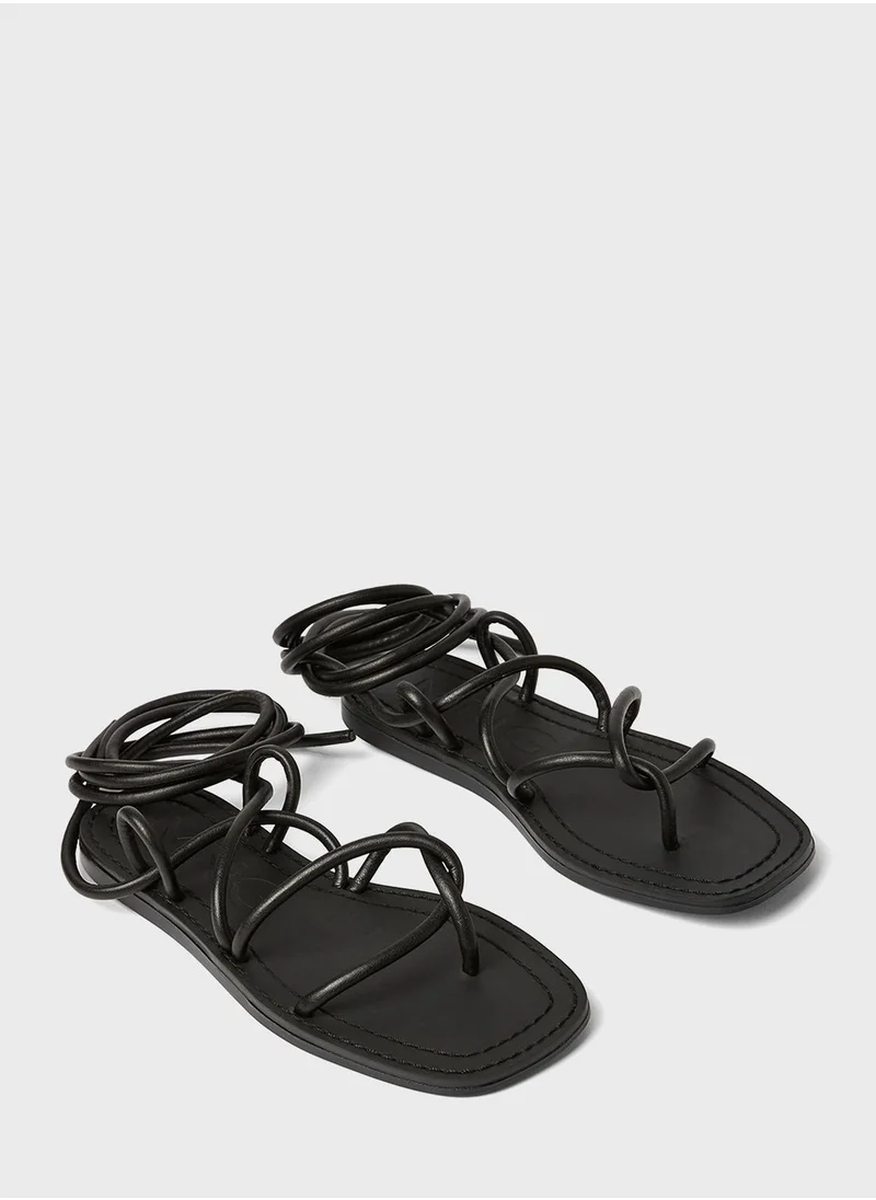 MANGO Tie-Up Strappy Sandals