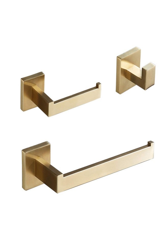 Beelee Gold Bathroom Accessories Set: 3-Piece Hardware Set - Wall Mounted Toilet Paper Holder, Hand Towel Ring/Bar, Towel/Robe Hook, Brushed Gold Finish, BA199SET-3BG1 - Image 1
