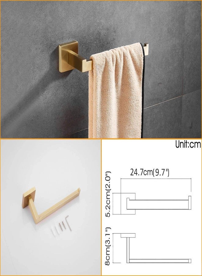 Beelee Gold Bathroom Accessories Set: 3-Piece Hardware Set - Wall Mounted Toilet Paper Holder, Hand Towel Ring/Bar, Towel/Robe Hook, Brushed Gold Finish, BA199SET-3BG1 - Image 2