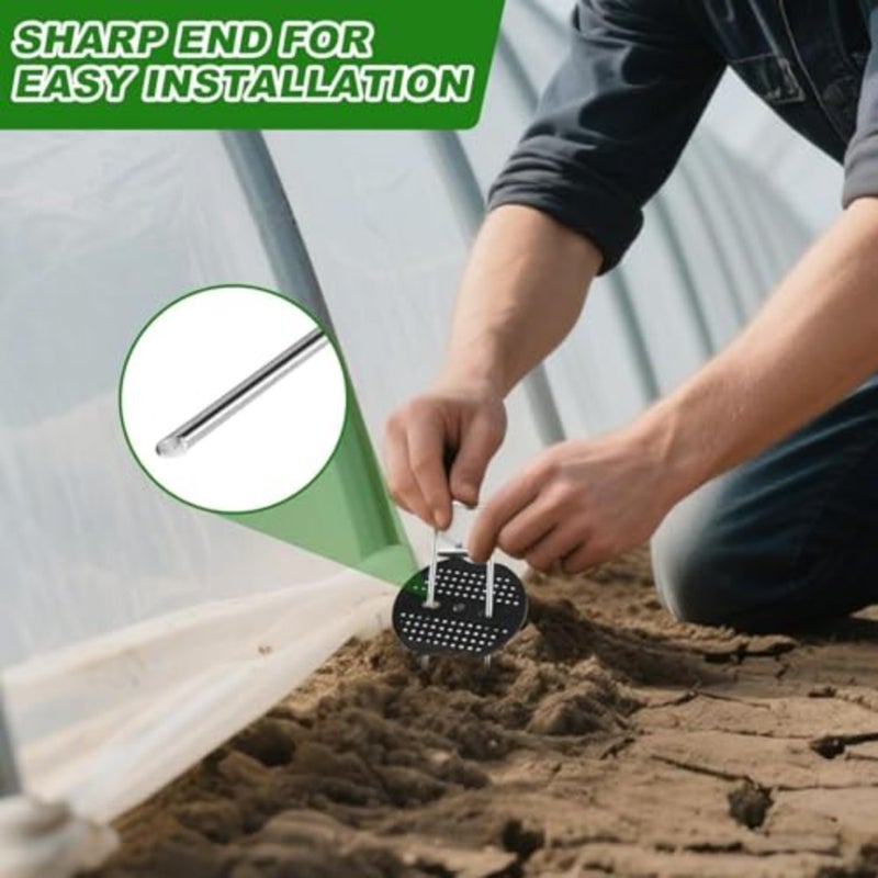 Garden Stakes Staples Lawn Landscape Weed Barrier Installation Galvanized Steel 50 Pack 6 Inch U Shaped Heavy Duty Ground Pins with 50 Gaskets - Image 4