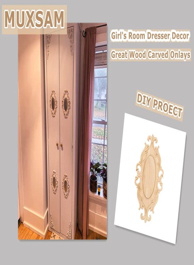 موكسام زخارف خشبية، قطعتان من ملصقات نحت الخشب المنحوتة لتزيين مركز الباب والخزانة والجدار والسقف والخزانة والمدفأة والسلالم والأثاث ومشروع DIY، 26 × 14.5 سم/10.24 بوصة × 5.71 بوصة - Image 3