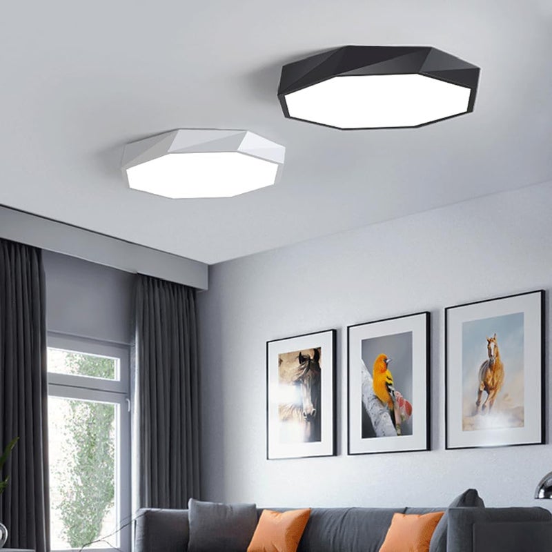 Polygon LED Ceiling Light Fixture - Tri-Tone Flush Mount Lamp for Living Room, Kitchen, and Dining Room - Eye Protection & Stylish Design(Pink,40cm) - Image 3