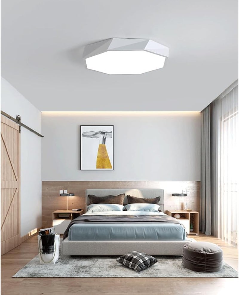 Polygon LED Ceiling Light Fixture - Tri-Tone Flush Mount Lamp for Living Room, Kitchen, and Dining Room - Eye Protection & Stylish Design(Pink,40cm) - Image 4