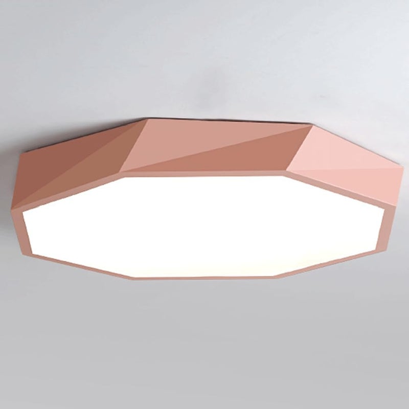Polygon LED Ceiling Light Fixture - Tri-Tone Flush Mount Lamp for Living Room, Kitchen, and Dining Room - Eye Protection & Stylish Design(Pink,40cm) - Image 1