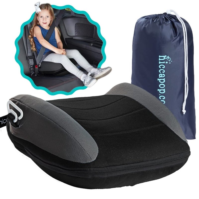 hiccapop UberBoost Inflatable Booster Car Seat | Blow up Narrow Backless Booster Car Seat for Travel | Portable Booster Seat for Toddlers, Kids, Child | Black/Gray - Image 1