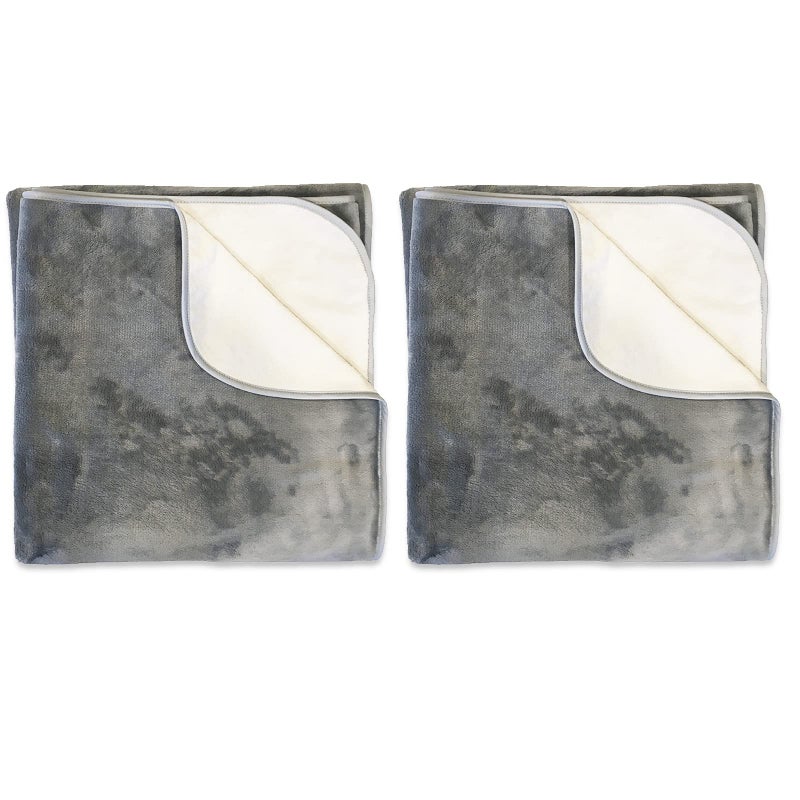 Mambe Mambe Silky Waterproof Throw for Protecting Furniture Bed Couch from Stains Caused by Dogs Cats Incontinence Soft Washable Reversible Size Small 2Pack 30x35 inches Color BuffDove 