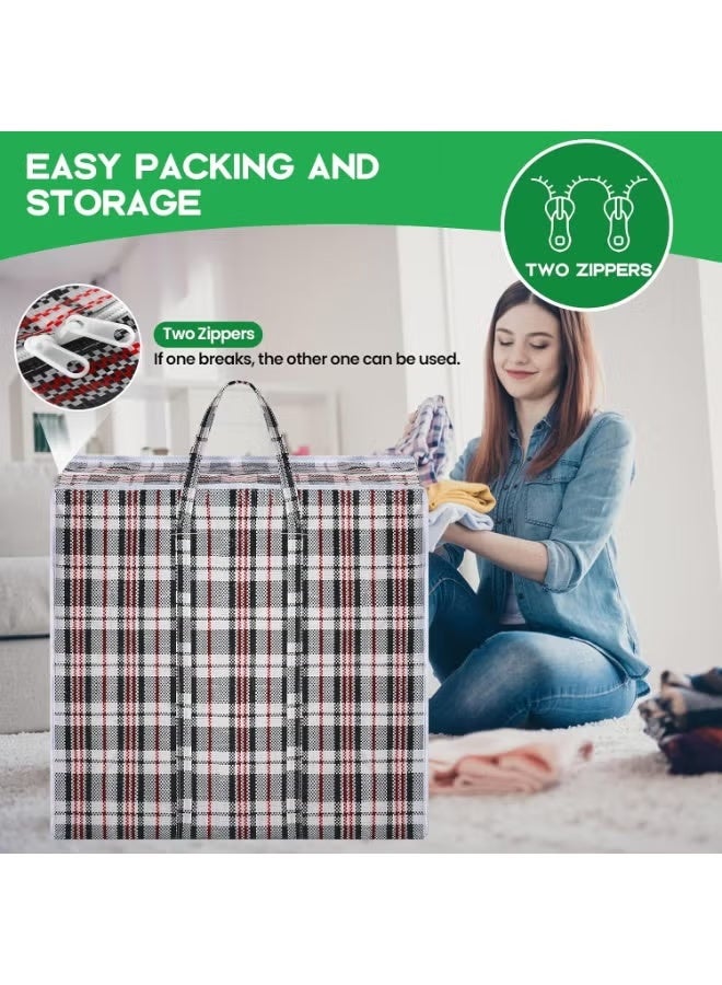 Pack of 4 Strong Storage Laundry Bags – Big Moving/Shopping Bags with Zipper & Handles - Reusable Storage Zip Bag, Extra Large Heavy Duty Nylon Organizer Bags for Quilts Blankets Pillows Cloths - Image 4