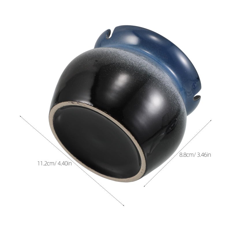 Gradient Blue Ceramic Ashtray with Lid Windproof Portable for Indoor Outdoor Patio - Image 3