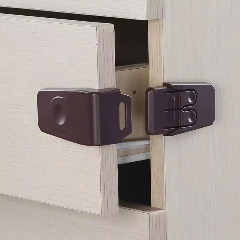 BabyGo Child Proof L Shape Lock for Drawers with Self-Adhesive Tape Baby Protection Safety Lock(Pack of 2)(Multicolor) - Image 1