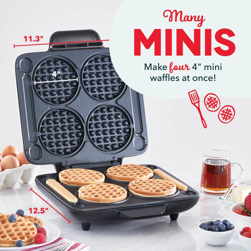 DASH Multi Mini Waffle Maker - Four 4â€ Waffle Molds, Nonstick Waffle Iron with Quick Heat-Up, Nonstick Surface - Perfect Mini Waffle Maker for Kids and Families, Just Add Batter - Image 2