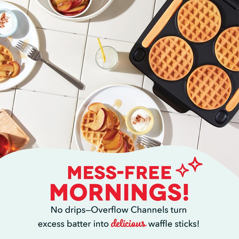 DASH Multi Mini Waffle Maker - Four 4â€ Waffle Molds, Nonstick Waffle Iron with Quick Heat-Up, Nonstick Surface - Perfect Mini Waffle Maker for Kids and Families, Just Add Batter - Image 3
