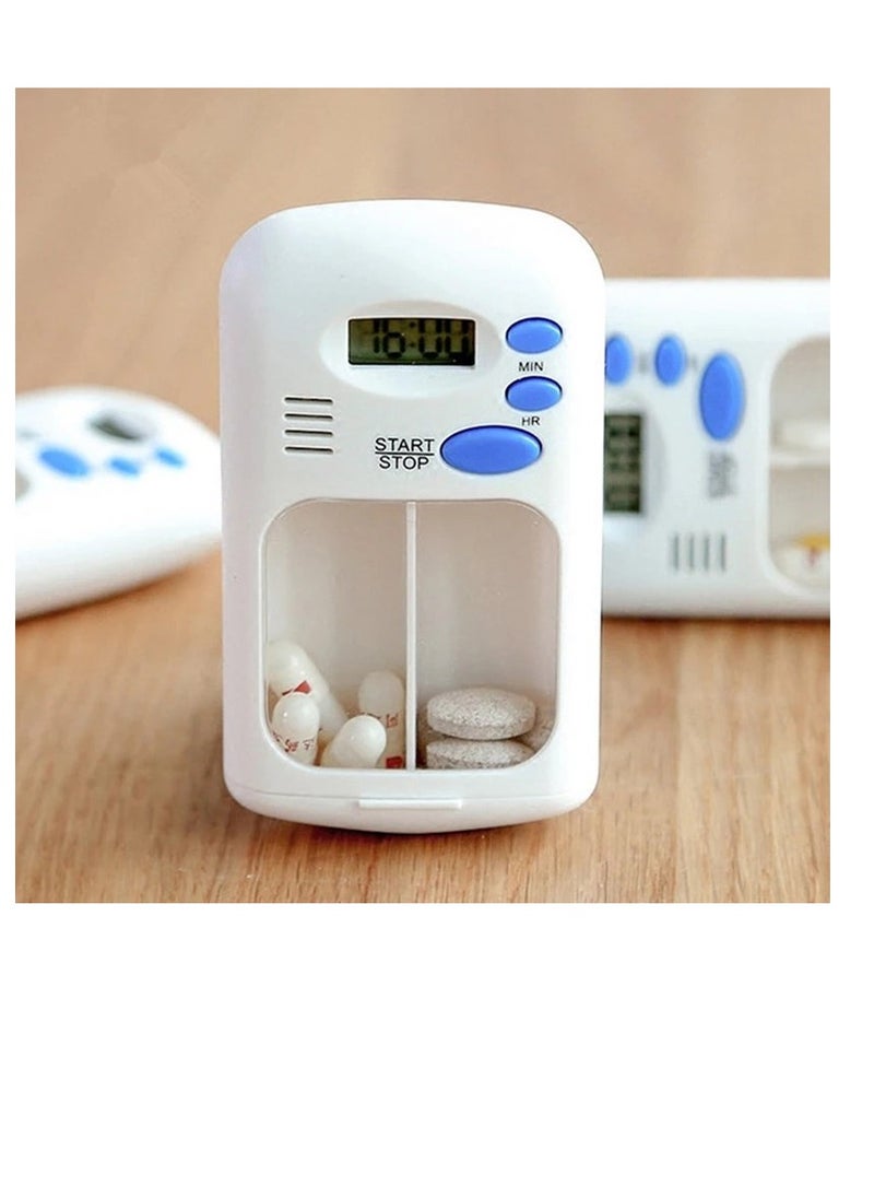 BAIG - Smart Countdown Reminder Sealed Pill Case Tablet Cell Daily Electronic Medicine Box Container Storage Case 2 Grids - Image 1