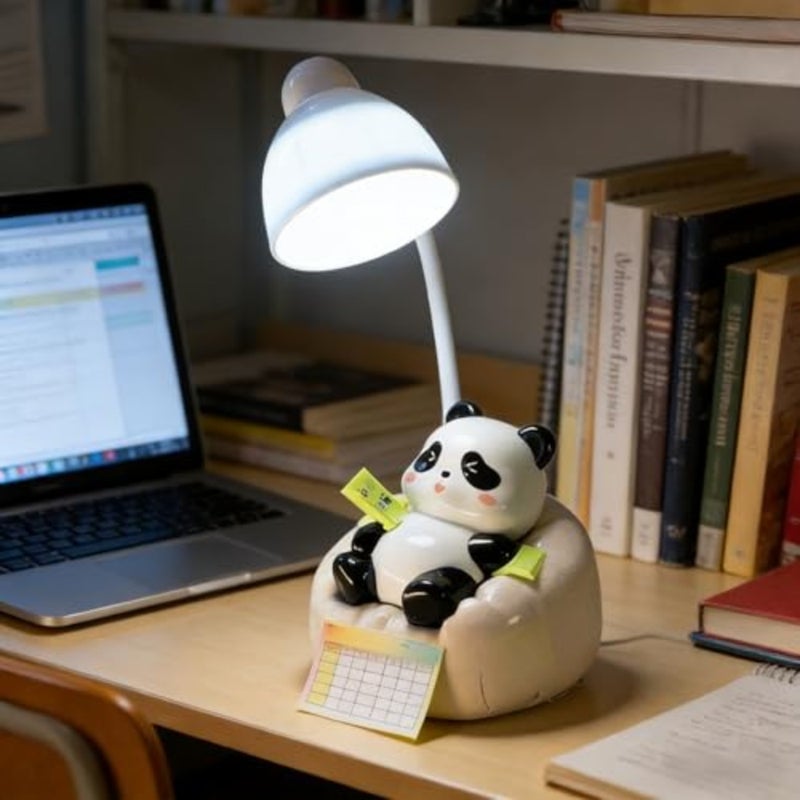 Cute Panda Night Light with Phone Stand and Storage, Rechargeable Bedside Lamp, 3-Level Touch Control Adjustable, LED Desk Lamp with USB for Bedroom Study Room, Boys Girls Gift - Image 4