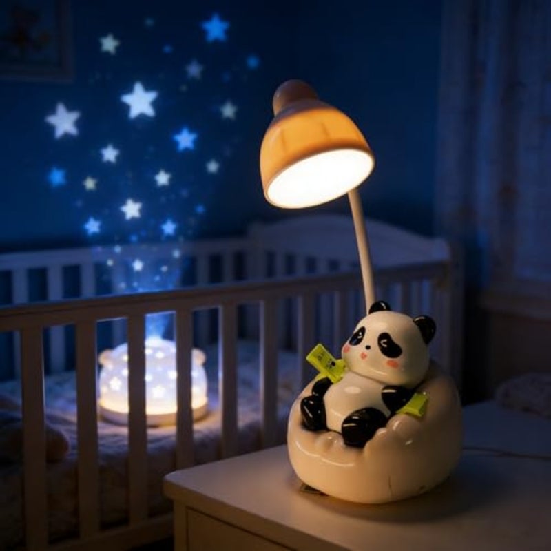 Cute Panda Night Light with Phone Stand and Storage, Rechargeable Bedside Lamp, 3-Level Touch Control Adjustable, LED Desk Lamp with USB for Bedroom Study Room, Boys Girls Gift - Image 3