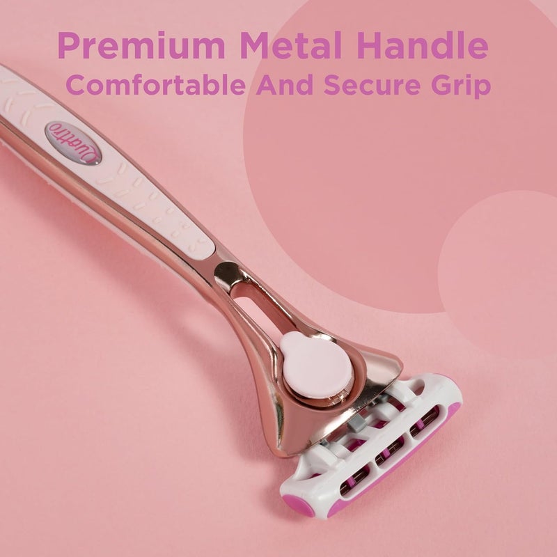 WILKINSON SWORD Quattro For Women Premium Metal Rose Gold Razor Handle 4 Blade Refills - Image 2