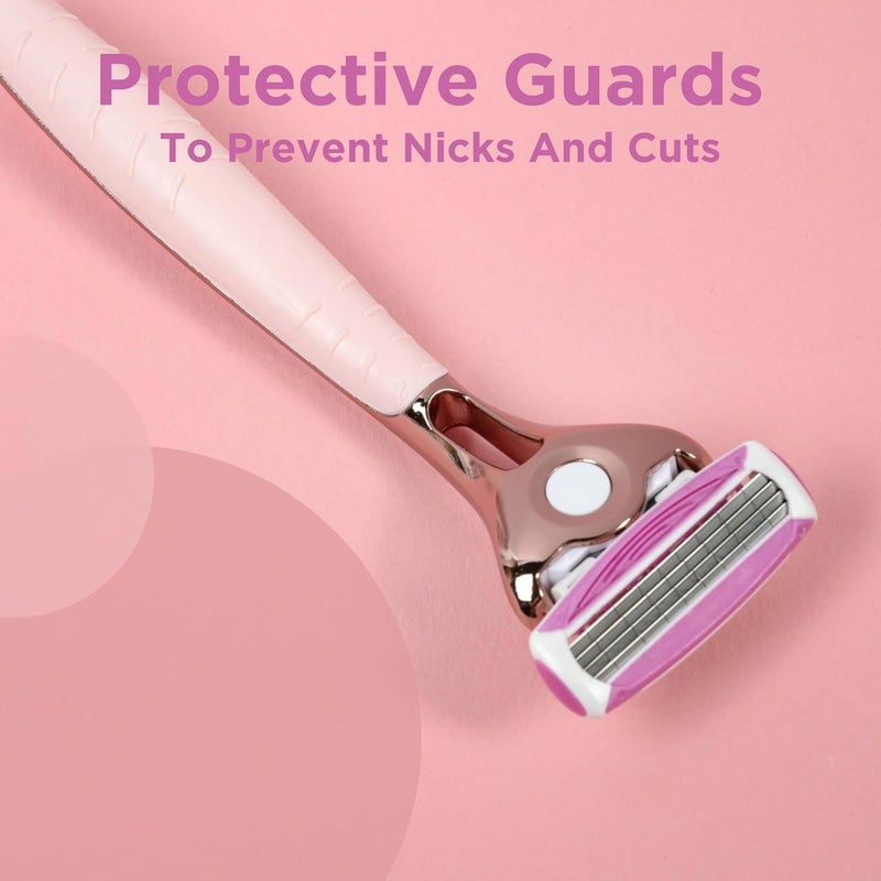 WILKINSON SWORD Quattro For Women Premium Metal Rose Gold Razor Handle 4 Blade Refills - Image 3