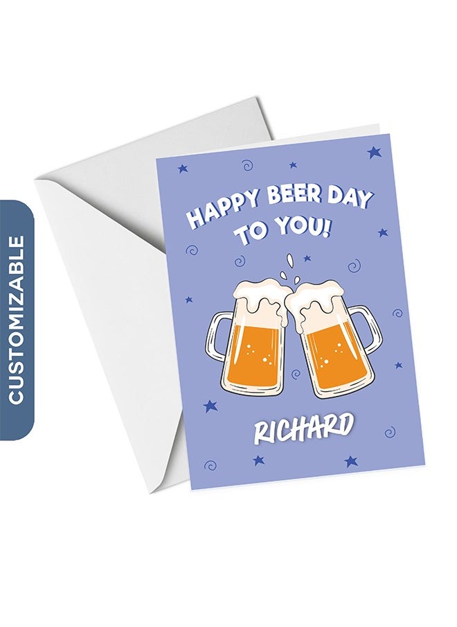 Share the Love A5 Personalised Greeting Card Happy Beer Day to You  - Image 1