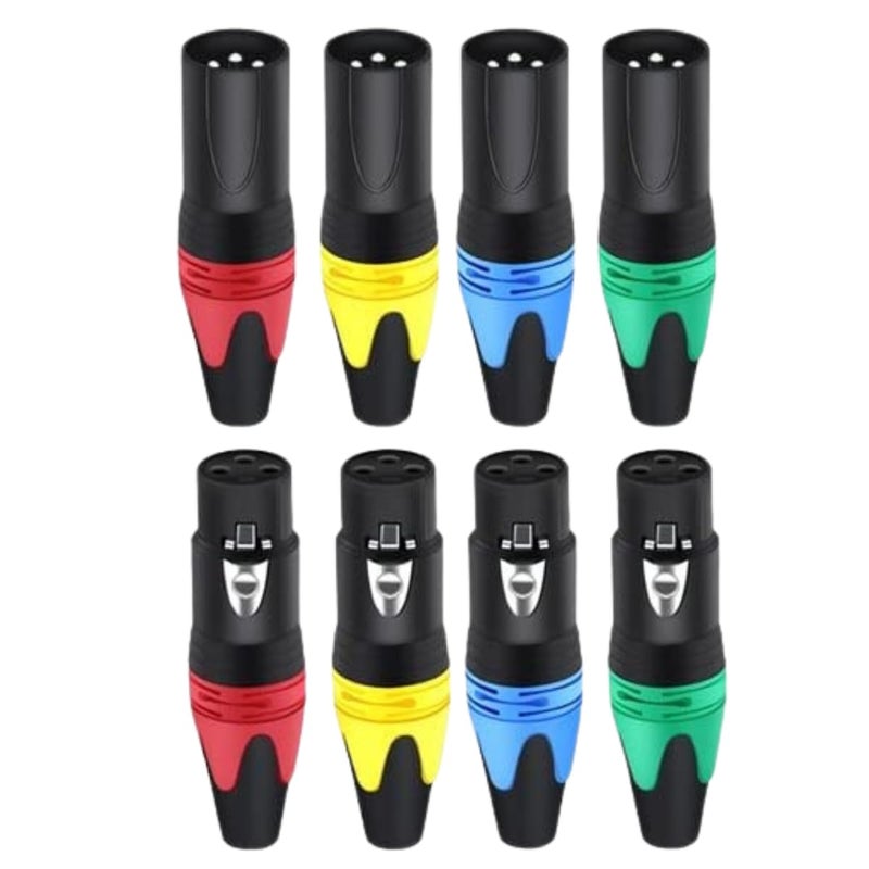 Device Of Urban Infotech موصل XLR 3-دبوس موصل كابل XLR موصل ذكر وأنثى موصل كابل ميكروفون مقبس صوتي، موصلات XLR ملونة (عبوة من 8) - Image 1