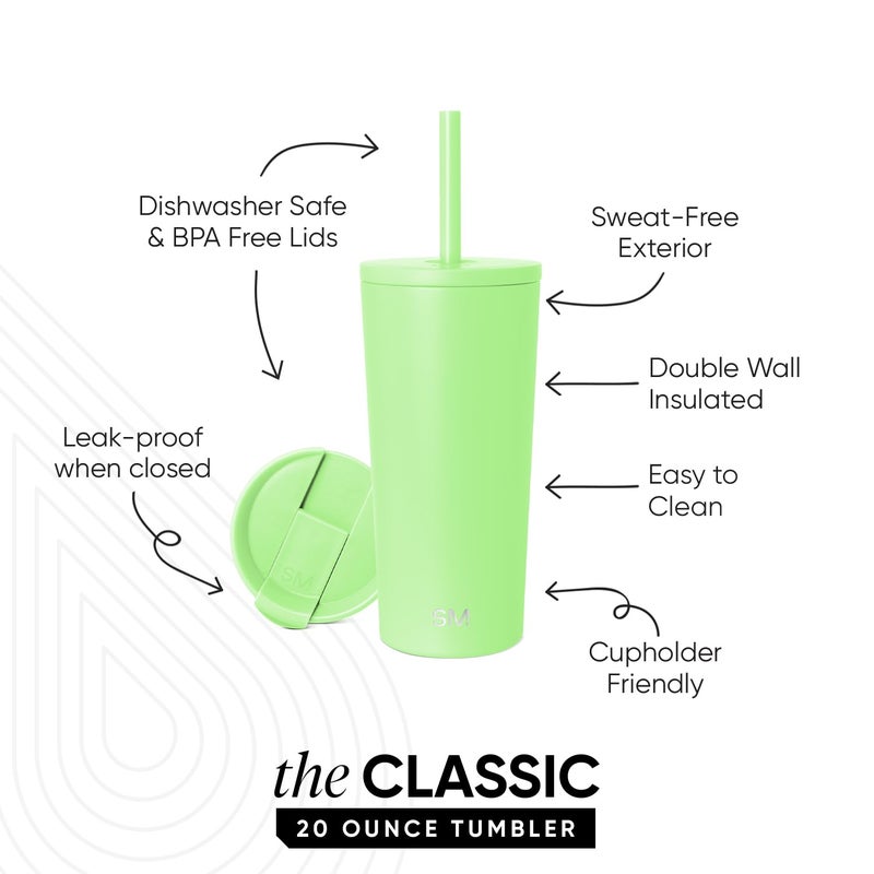 Simple Modern Classic Tumbler with Straw Lid | Insulated Iced Coffee Cup Reusable Stainless Steel Water Bottle Travel Mug | Gifts for Women Men Her Him | 20oz | Baja - Image 2