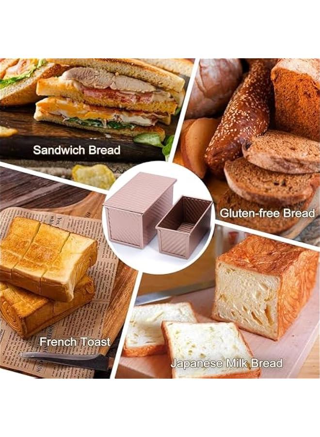 TRASSLE 2 Pack Pullman Loaf Pan with Lid, Premium Non-Stick Sandwich Bread Loaf Pan with Lid, 1 450/250g Dough Capacity, Carbon Steel Corrugated Bread Toast Box Mold with Cover for Baking, Bakeware - Image 5