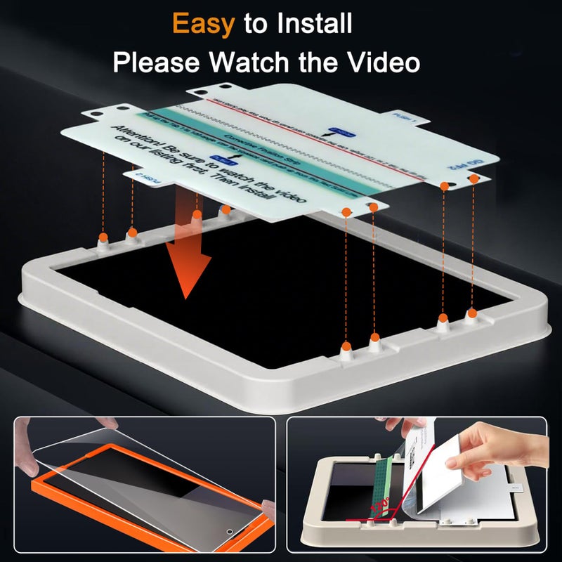 Milomdoi 9 in 1 Screen Protector for Samsung Galaxy Z Fold 7, 3 Inside Flexible Film + 3 Front Tempered Glass + 3 Camera Lens Protector Accessories with Installation Frame, No Bubbles - Image 2