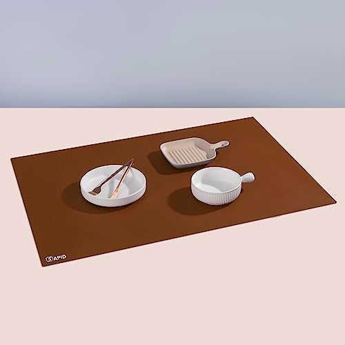 SAPID Extra Large Silicone Mat 36" x 24" Place Mats, Heat Resistant Mat for Kitchen Countertop Protector, Thick Placemats Washable Silicone Mats for Kitchen Counter Mat Dining Table Mat, Brown, SAPID - Image 1