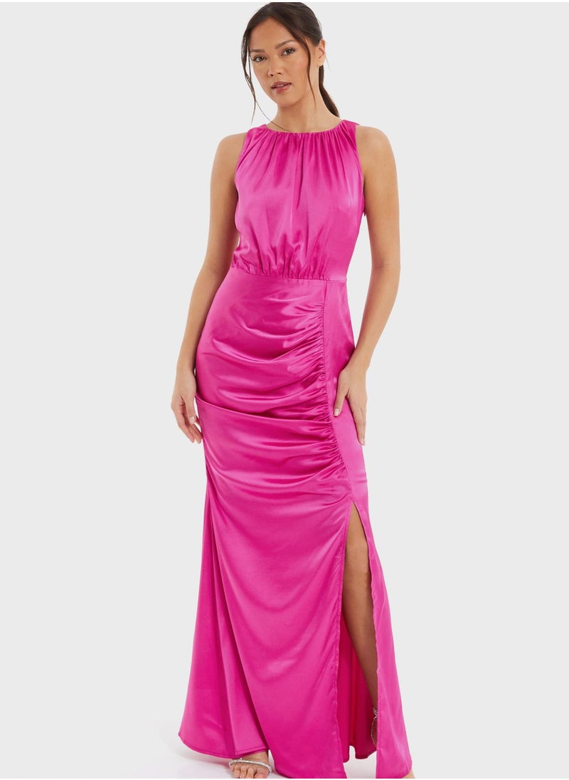 QUIZ Satin Halter Maxi Dress  - Image 1