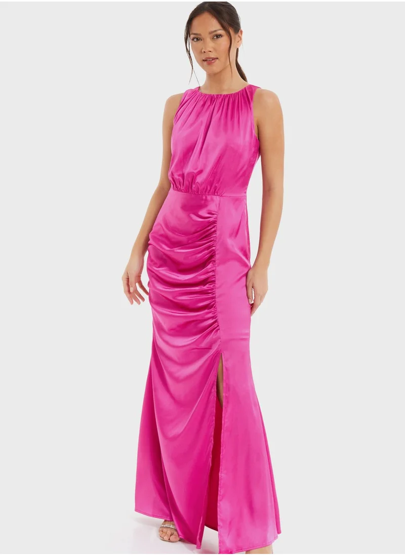QUIZ Satin Halter Maxi Dress