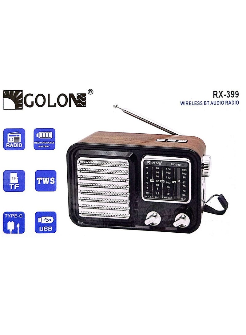 Golon Rechargeable Radio With MP3-PT Player /USB-TF Card Slot (RX-399) - Image 1
