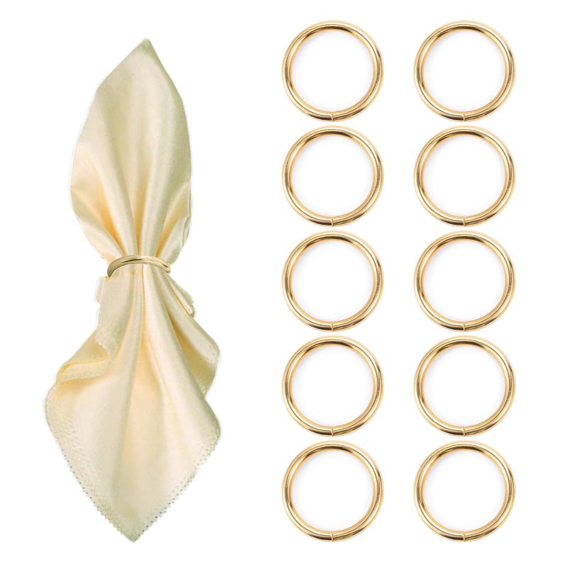 GERILKAI Gold Napkin Rings - 10 Pcs Stainless Steel Napkin Rings,Gold Rotundity Metal Napkin Ring for Table Settings Wedding Christmas Party Dinner Table - Image 1