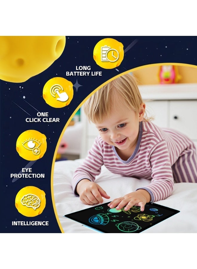لوحة كتابة إل سي دي للأطفال بشاشة ملونة مقاس 12 بوصة، لوحة رسم إلكترونية للرسم والخربشة مع قلم رسم، وظيفة مسح بنقرة واحدة وقفل الشاشة، لعبة رسم تعليمية تحمي العين، هدية عيد ميلاد للأولاد والبنات، لون أزرق فاتح - Image 5
