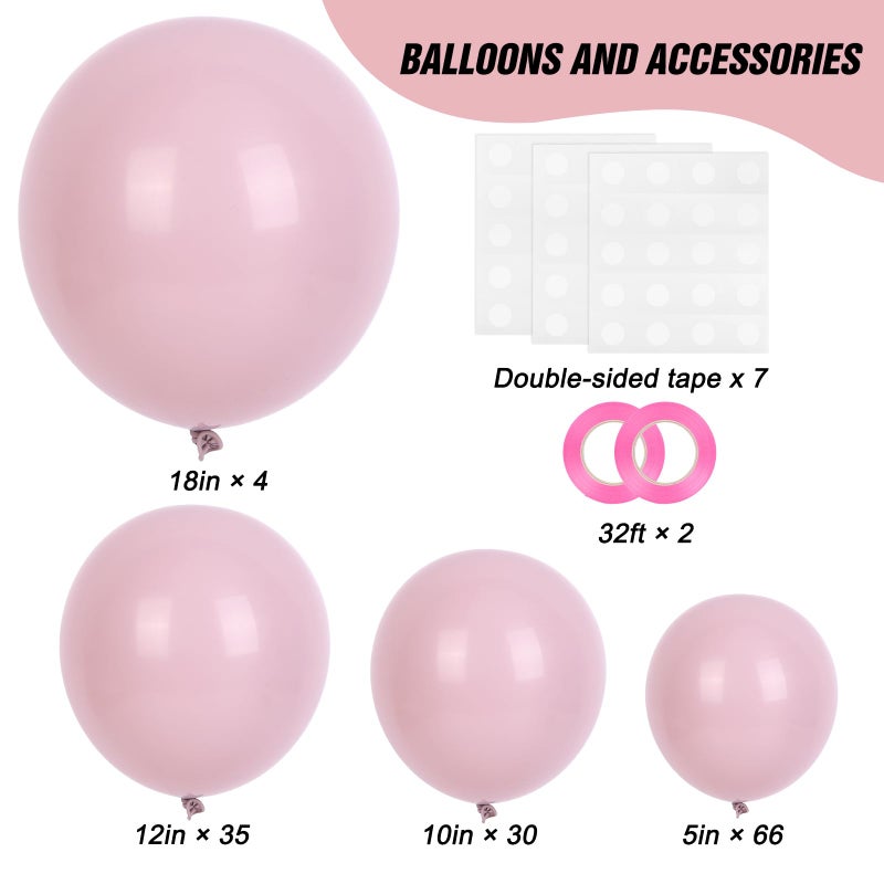 RUBFAC Dusty Pink Balloons 129pcs Different Sizes Pack of 18 12 10 5 Inch, Latex Boho Blush Pink Balloon Garland Arch Kit for Baby Shower Engagement Bachelorette Wedding Birthday Party Decorations - Image 2