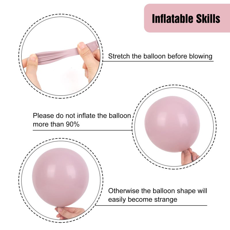 RUBFAC Dusty Pink Balloons 129pcs Different Sizes Pack of 18 12 10 5 Inch, Latex Boho Blush Pink Balloon Garland Arch Kit for Baby Shower Engagement Bachelorette Wedding Birthday Party Decorations - Image 3