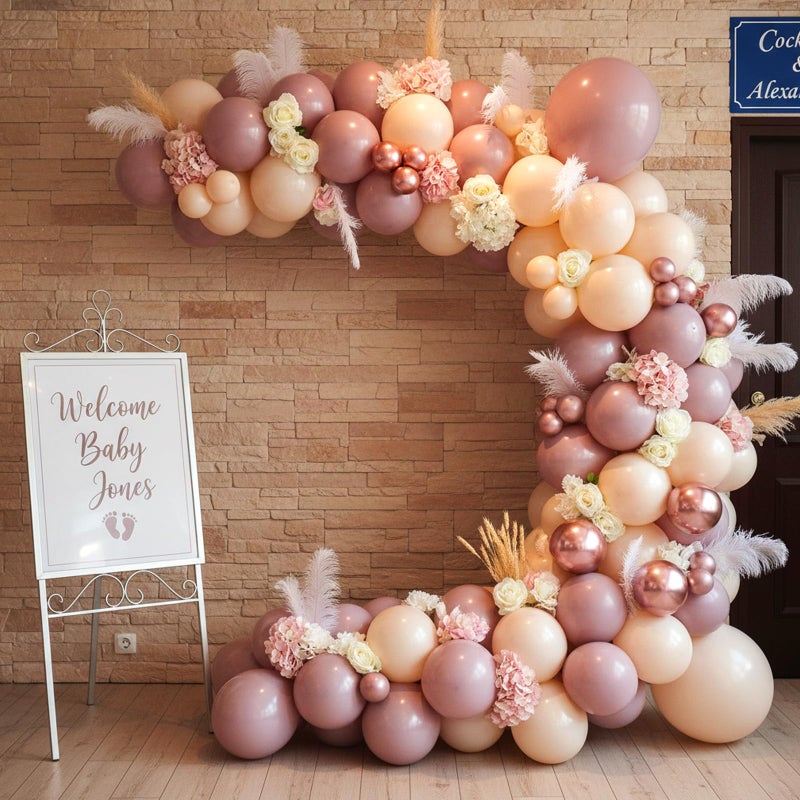 RUBFAC Dusty Pink Balloons 129pcs Different Sizes Pack of 18 12 10 5 Inch, Latex Boho Blush Pink Balloon Garland Arch Kit for Baby Shower Engagement Bachelorette Wedding Birthday Party Decorations - Image 5