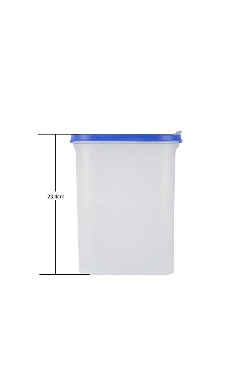 Cutting EDGE Flip-Top Modular Dispenser Containers Oval Set for Rice, Dal,Atta, Flour, Cereals, Pulses, Snacks, Stackable 2400 ML Set of 12 - Blue Lids (Free Plain Lids Extra for Each Container) - Image 3