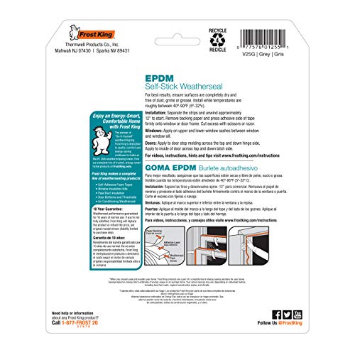 Frost King P D-Section Rubber Self-Stick Weatherseal Tape, 5/16" W, 1/4" T, 17 ft L, Grey - Image 5