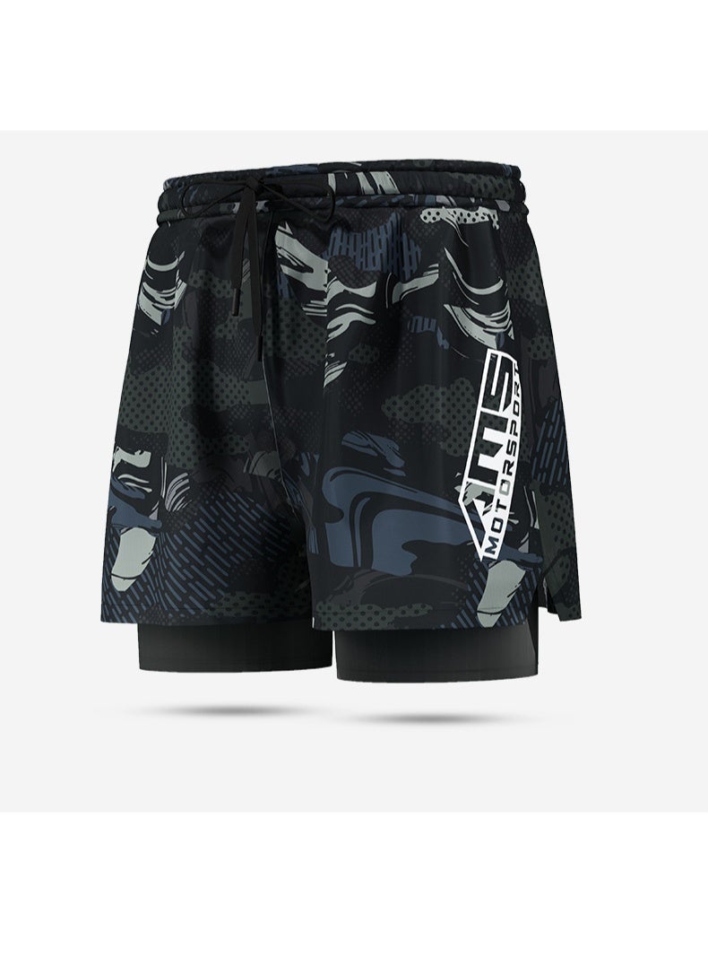 YUKE Men's Running Shorts, Men's Quick-Drying Workout Running Shorts, 2-in-1 Invisible Shorts, Multifunctional Gym Yoga Outdoor Sports ShortsXL - Image 1