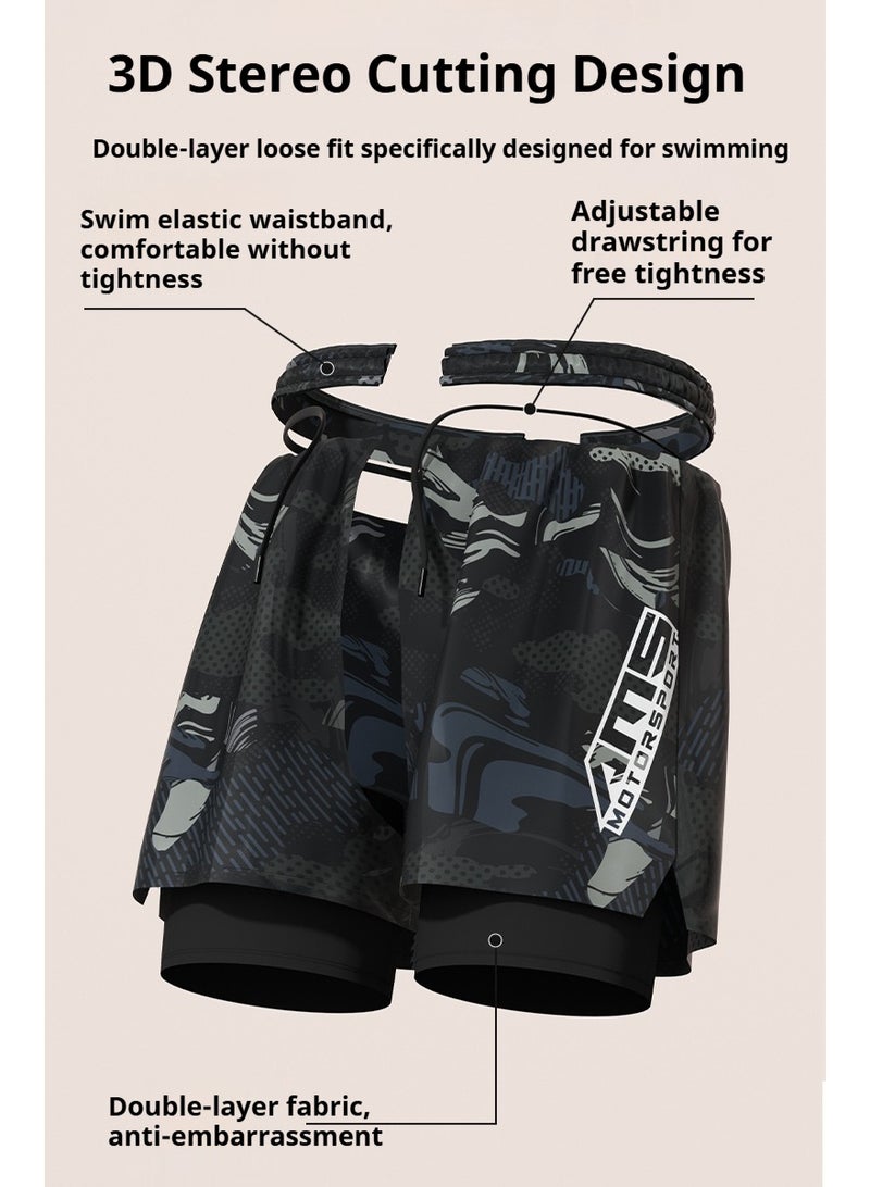 YUKE Men's Running Shorts, Men's Quick-Drying Workout Running Shorts, 2-in-1 Invisible Shorts, Multifunctional Gym Yoga Outdoor Sports ShortsXL - Image 2