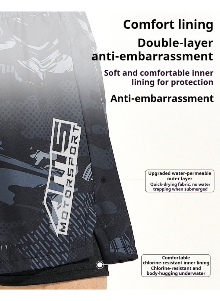 YUKE Men's Running Shorts, Men's Quick-Drying Workout Running Shorts, 2-in-1 Invisible Shorts, Multifunctional Gym Yoga Outdoor Sports ShortsXL - Image 3