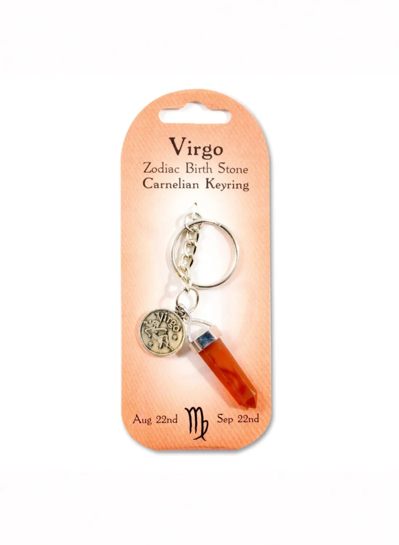 British Fossils Carnelian Zodiac Keyring Virgo - Carnelian for Women | Best Price UAE