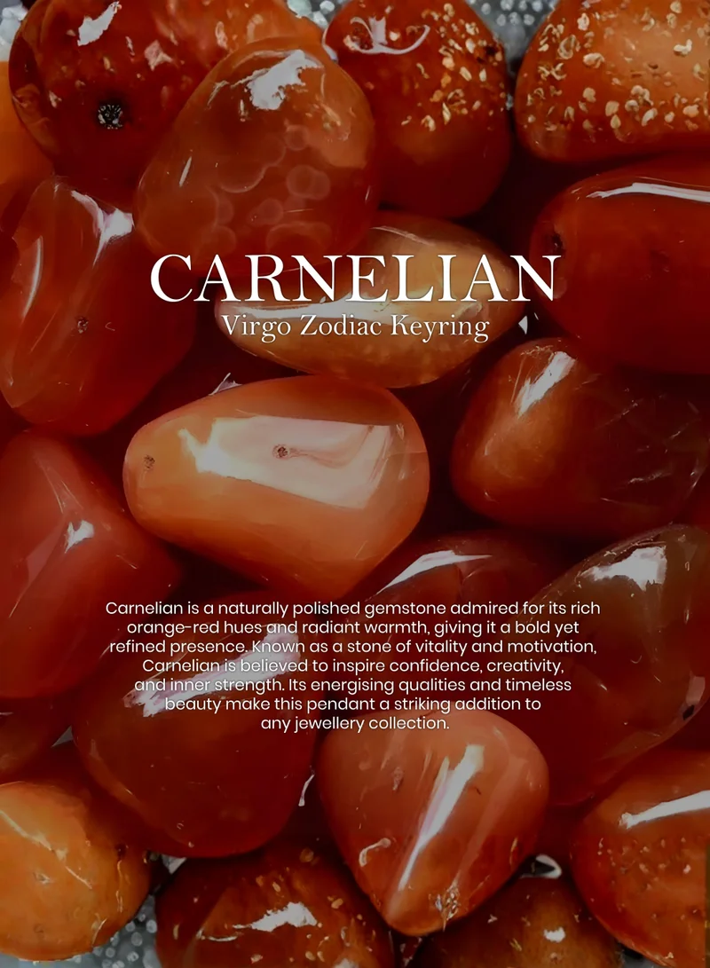 British Fossils ميدالية مفاتيح الأبراج برج العذراء بالكارنيليان