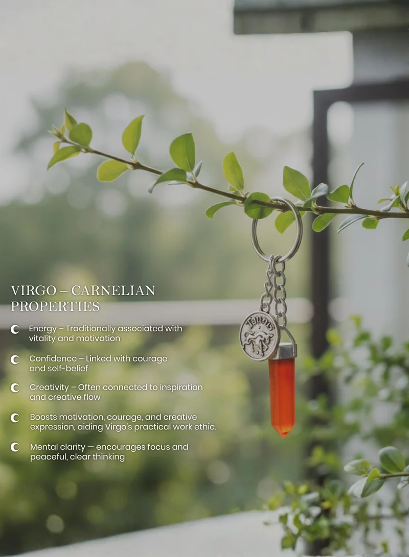 British Fossils Carnelian Zodiac Keyring Virgo - Carnelian for Women | Best Price UAE