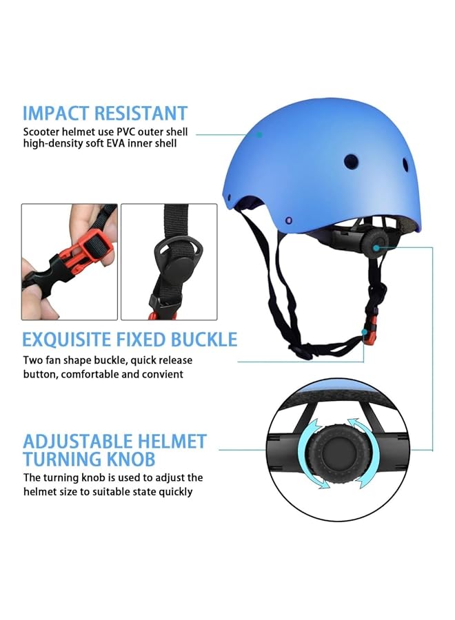 مجموعة خوذة دراجة مع وسائد للركبة ووسائد للمرفقين وواقيات للمعصم ومجموعة معدات حماية خوذة قابلة للتعديل للأطفال الصغار والشباب وخوذة دراجة وأحذية تزلج - Image 5