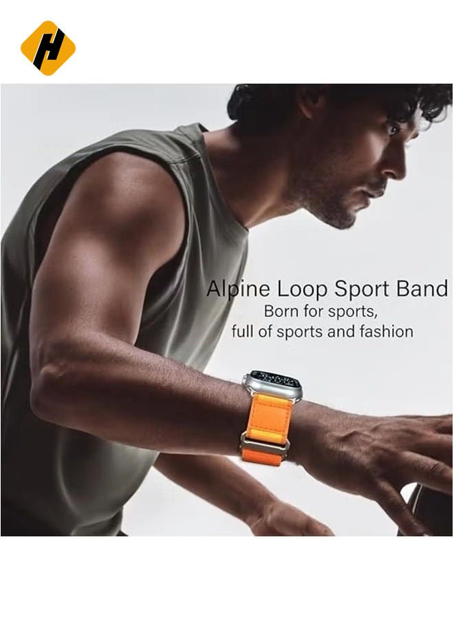 HuHa Alpine Loop Nylon Band for Apple Watch - Adjustable Braided Sport Strap with Metal G-Hook for 42mm, 44mm, 45mm, and 49mm Models, Orange  - Image 2