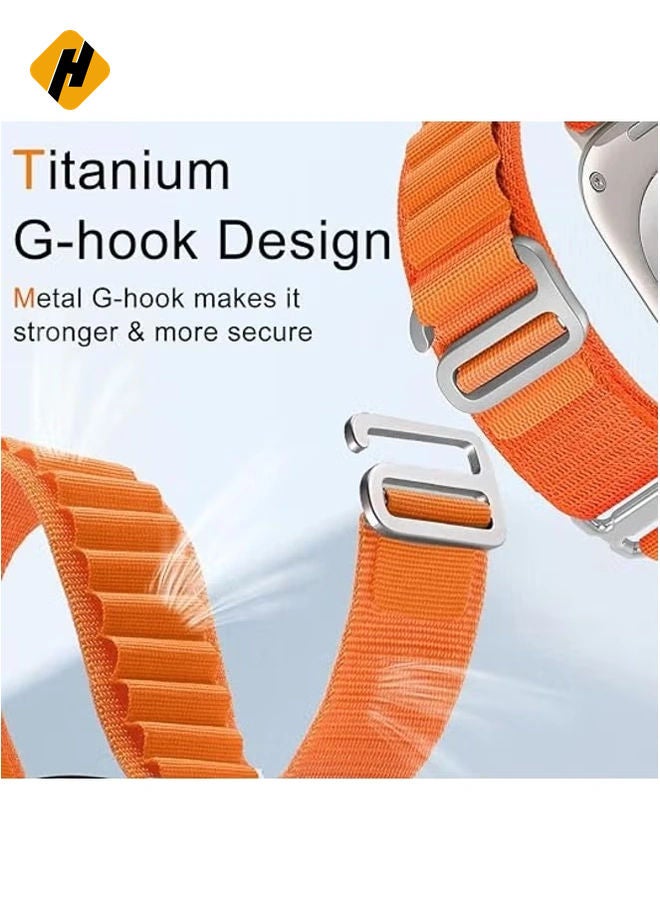 HuHa Alpine Loop Nylon Band for Apple Watch - Adjustable Braided Sport Strap with Metal G-Hook for 42mm, 44mm, 45mm, and 49mm Models, Orange  - Image 3